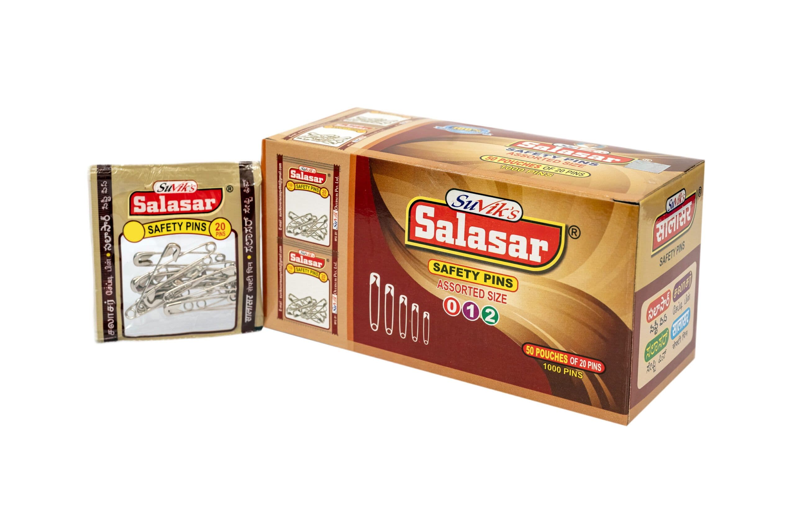 SALASAR Safety Pins Assorted Size (50 Pouch)